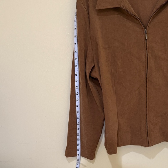 Briggs New York Tan Women's Suede Zip lightweight Blazer Jacket Size 16W - Picture 8 of 8